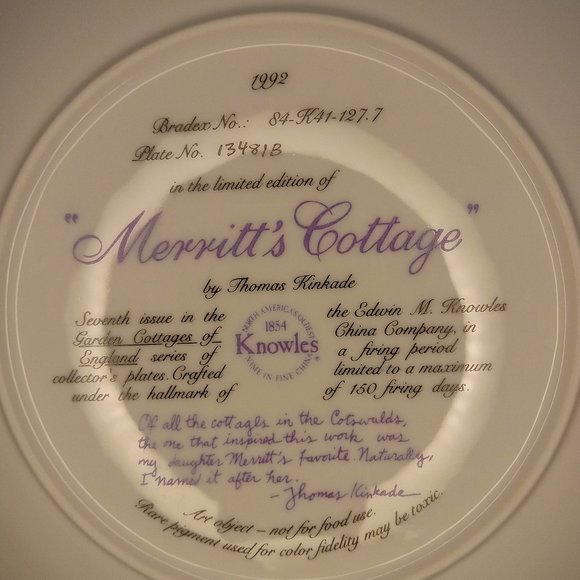 Thomas Kinkade Limited Edition Cottage Plates ( Set of Two) - Picture 8 of 12